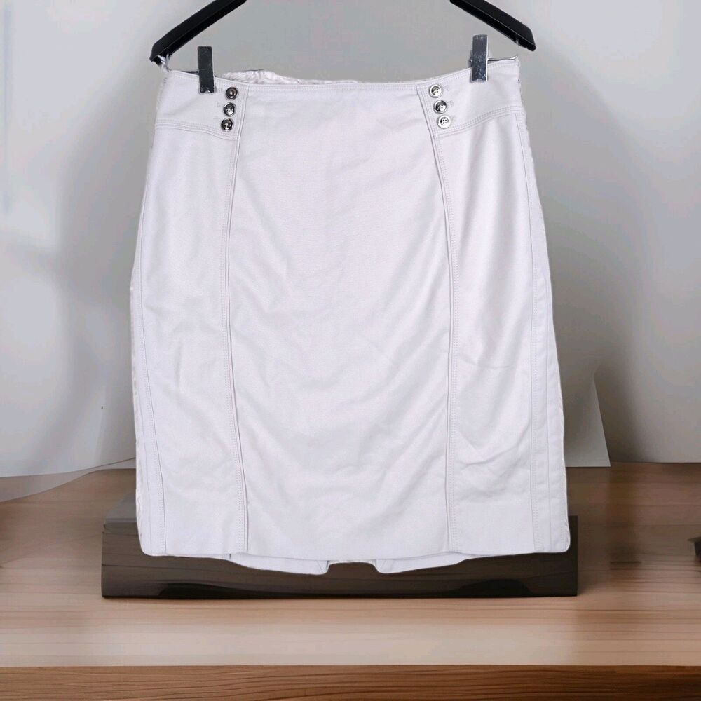 White House Black Market Pencil Skirt Women Size 10 Beige Lined Perfect Form Fit